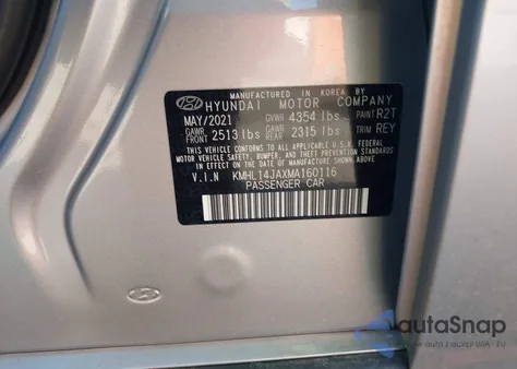 2021 Hyundai Sonata Sel z USA, uszkodzony, nr VIN KMHL14JAXMA160116